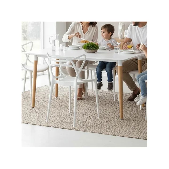 Juego De Comedor Mesa Nordica 120x80+4 Sillas Allegra Blanco - Vista 1