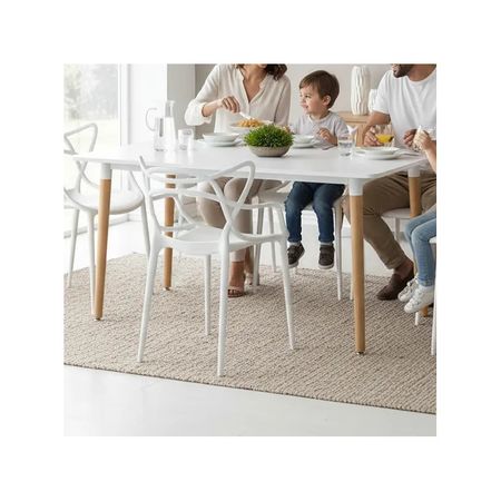 Juego De Comedor Mesa Nordica 120x80+4 Sillas Allegra Blanco