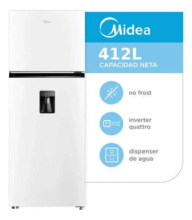 HELADERA DOS FRIOS MIDEA NO FROST 412L INVERTER C/DISP BLANCA