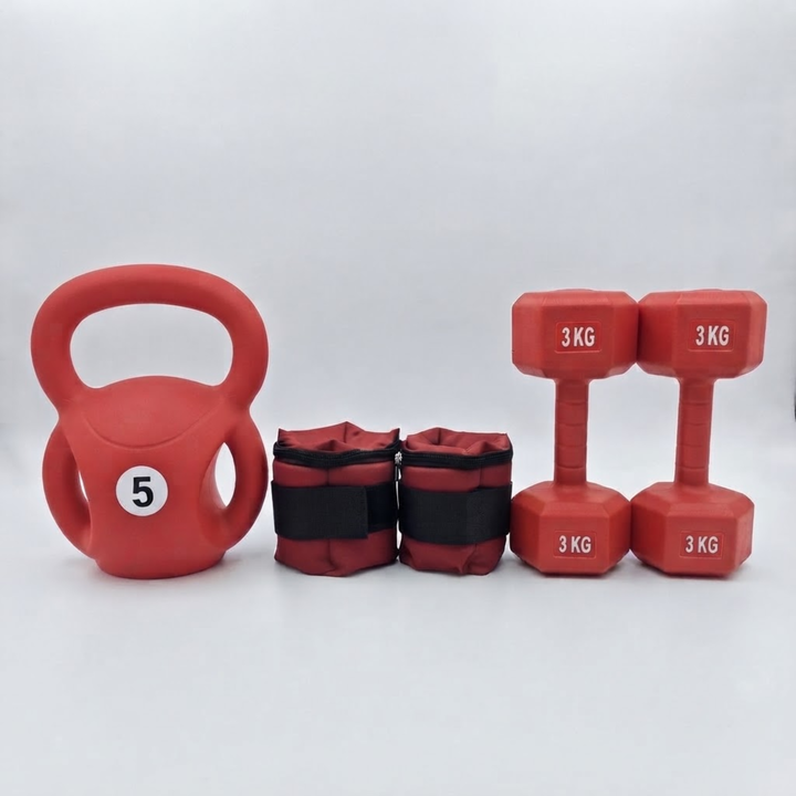 Pesa Rusa con Manijas Laterales 5 kg + Par de Tobilleras 1 kg + Par de Mancuernas 3 kg - Vista 3