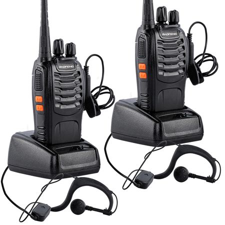 Handy Baofeng BF-888S Kit x2 5w 16CH UHF Hasta 10km + 4 Baterías y 2 Manos Libres