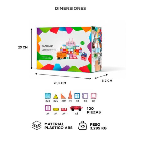 Juegos Magnéticos Gadnic Bloques De Construcción Para Niños 100 Piezas 