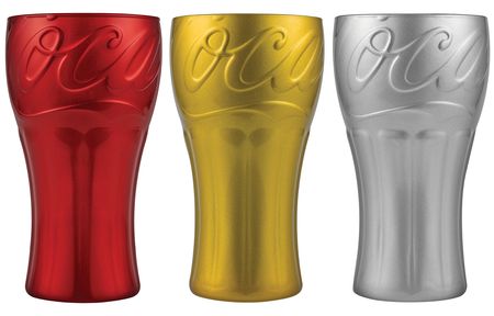 Set x 3 Vasos Vidrio Coca Cola Color Metalizado 350 ml Pasabahce