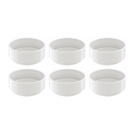 Set 6 Bowl Cazuela Apilable Porcelana 10 Cm Tramontina Paola Blanco