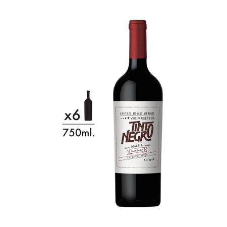 Vino Tinto Tinto Negro Mendoza Malbec Caja x 6