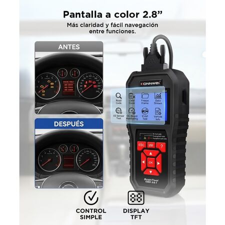 Scanner Automotriz Negro Konwei KW850 Profesional OBD2 Diagnóstico Multimarca