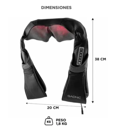 Masajeador Cervical Gadnic ARCE 8 Nodos Shiatsu 24w