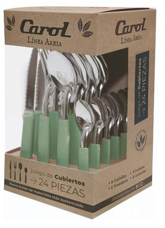 Juego De Cubiertos 24 Piezas Carol Areia Verde ( 31124-ARV)