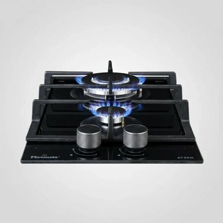 Anafe A Gas Florencia 2 Hornallas Vidrio Negro 6729m