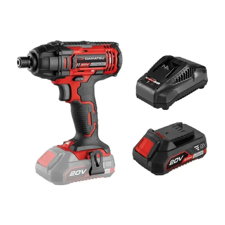 Combo Atornillador de Impacto Inalambrico Daihatsu 20V + Bateria 2.0 Ah + Cargador Rapido