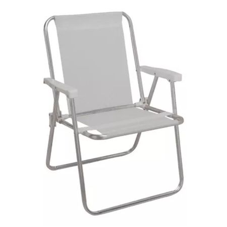 Reposera Alta de Aluminio Apoyabrazos Plástico Blanca MOR