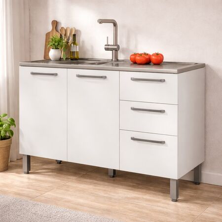 Bajo Mesada Cocina Cm Blanco supremo gris Kit Parana Mueble