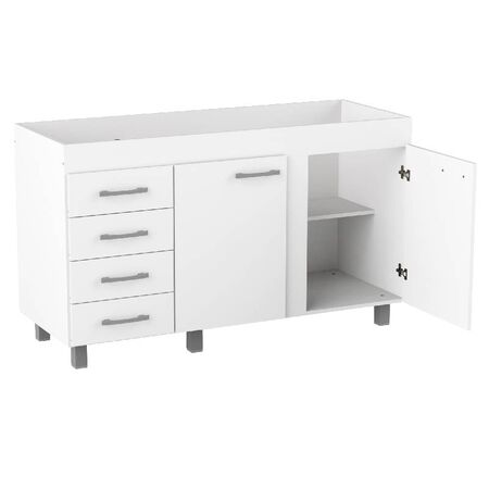 BAJOMESADA ORLANDI BL 611 PREMIUM - BLANCO, 2 PUERTAS, 4 CAJONES
