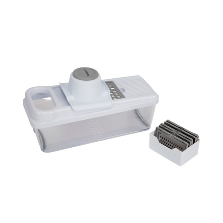Mandolina Cortador Rallador Manual Vegetales 6 En 1 Larhaus Blanco Y Gris