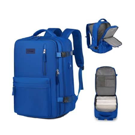 Mochila De Viaje Carry On Waggs 40 L Multiples Bolsillos Azul