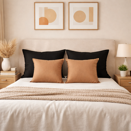 Combo 4 fundas de Tusor con cierre combinados Negro y ocre