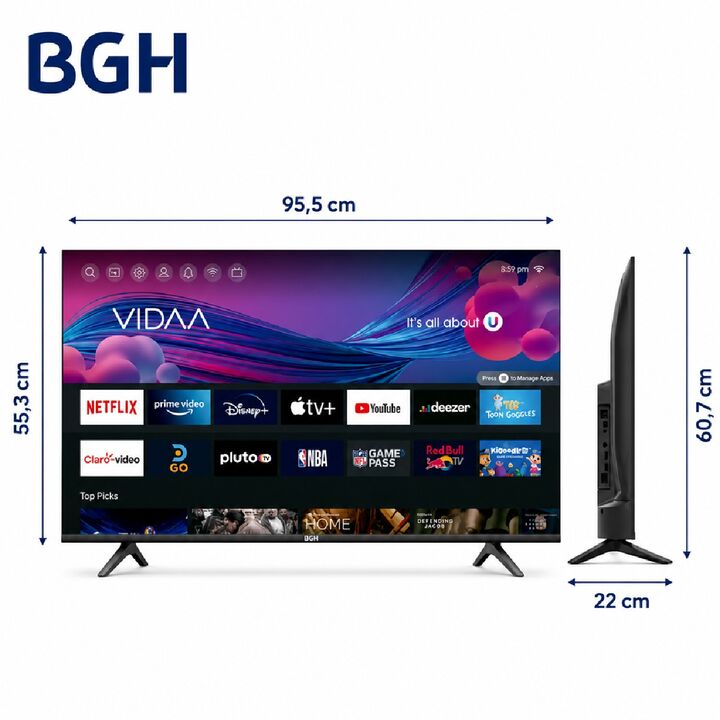 Smart TV LED Full HD 43" BGH VIDAA B4325FH5 - Vista 3