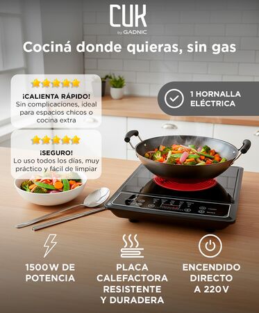 Anafe Eléctrico Cuk By Gadnic AV150 1 Hornalla 2500w Digital Timer