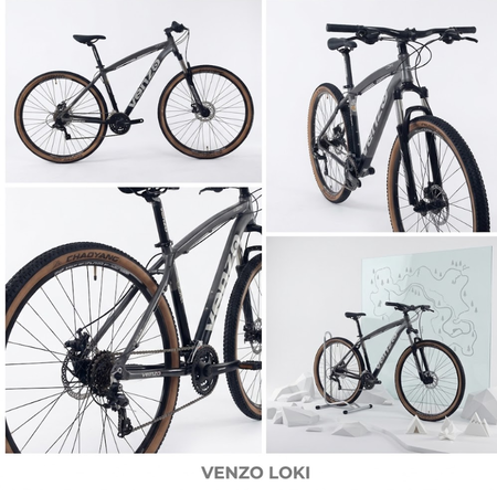 Bicicleta MTB Venzo Loki R29 21V Negro/Gris/Negro Disco Mec. Talle L