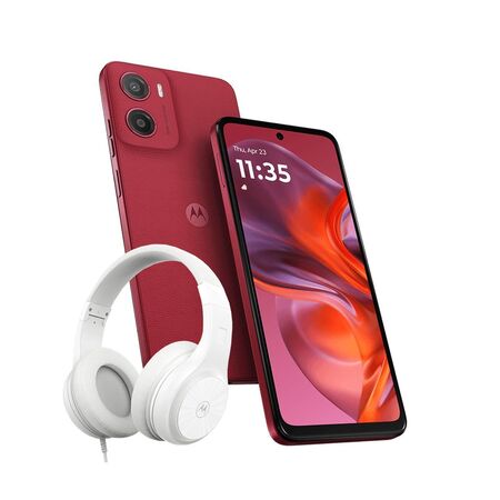 Combo Moto G05 4+128GB Plum Red + Auricular Vincha XT120 Negro