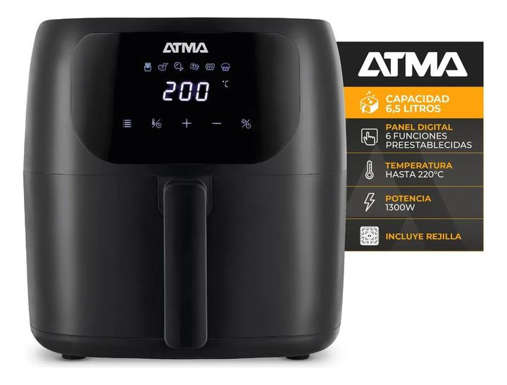 Freidora De Aire Digital Sin Aceite Atma Pro Fr60arbp 6,5l Color Negro - Vista 1