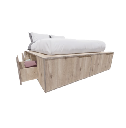 CAMA EMC CUBO QUEEN SIZE 200CM X 160CM, C/ 6 CAJONES Y 2 ZAPATEROS, BÁLTICO (CAMA1.6BALT)