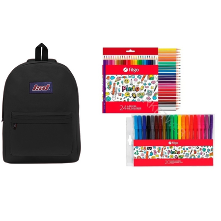 Combo Mochila +24 Lapices +20 Marcadores