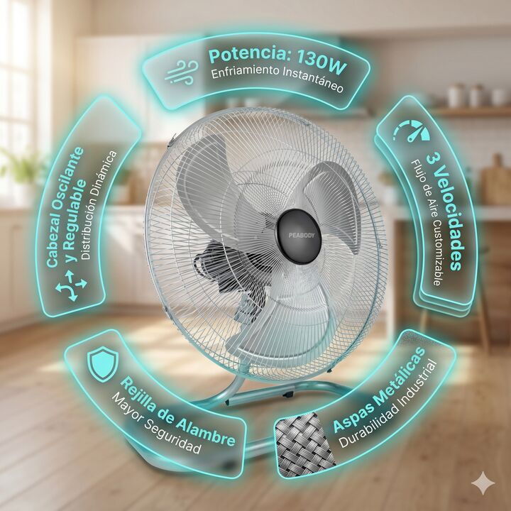 Ventilador Peabody Pe-vp150 20 Pulgadas 130w 3 Velocidades - Vista 2