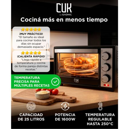 Horno Eléctrico Cuk by Gadnic 25L 1600W Multifunción