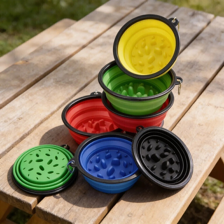 Comedero Plegable Silicona Lento Para Perro Y Gato Small