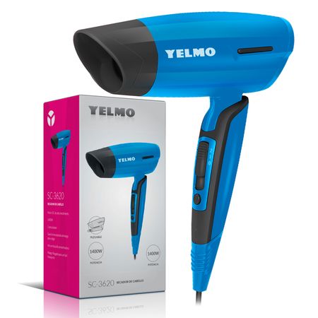 Secador de Cabello SC-3620 Yelmo 1400W Alto Rendimiento Celeste