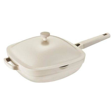 Sarten Wok Antiadherente con Tapa Cuadrado Carol 26cm de Aluminio Fundido y Mango de Silicona Tiza