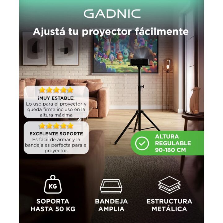 Soporte Trípode Para Proyector Gadnic Metálico Altura Regulable Portátil Soporta Hasta 50 kg - Vista 2