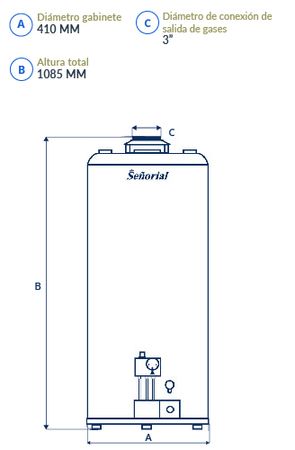 Termotanque Señorial 85 Lts Mg C/Sup Pie/Colgar Tsz-85 330002 83Litros