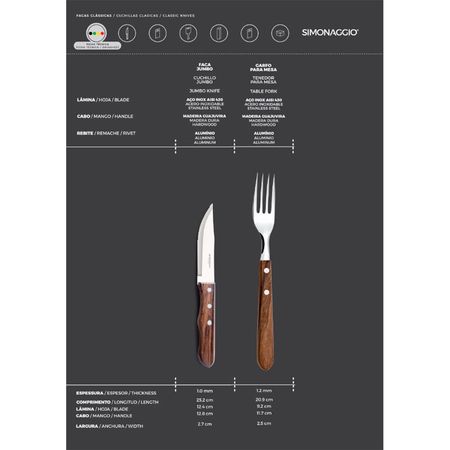 Juego de Cubiertos Simonaggio Jumbo 6 Piezas
