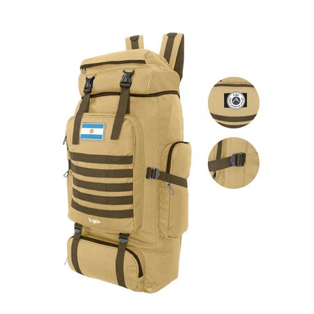 Mochila Tática Camping Mochilero 70 litros Trekking Camel