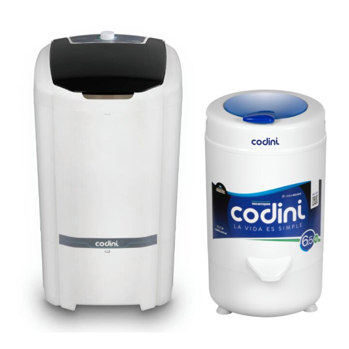 Combo Codini Lavarropas Semiautomático QBICO 10 kg + Secarropas Advance 6.5 kg 2800 RPM - 8052/AD65 - Vista 1