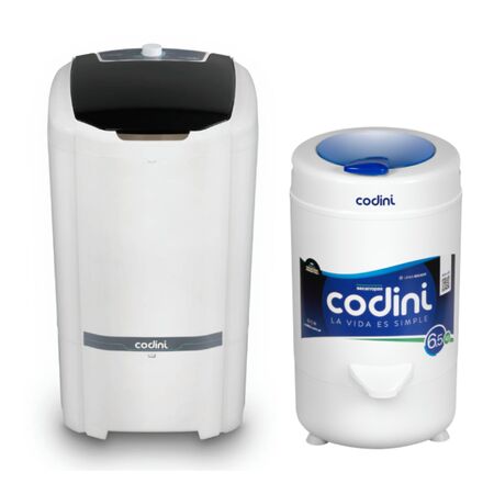 Combo Codini Lavarropas Semiautomático QBICO 10 kg + Secarropas Advance 6.5 kg 2800 RPM - 8052/AD65