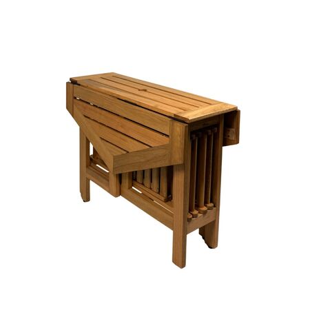 Mesa hexagonal + 4 sillas plegables Madera – Tromen