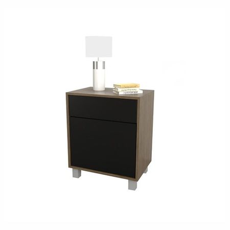 Mesa de Luz Juvenil DS Home 1 Cajon 1 Puerta Nogal Negro 52x63x36 cm