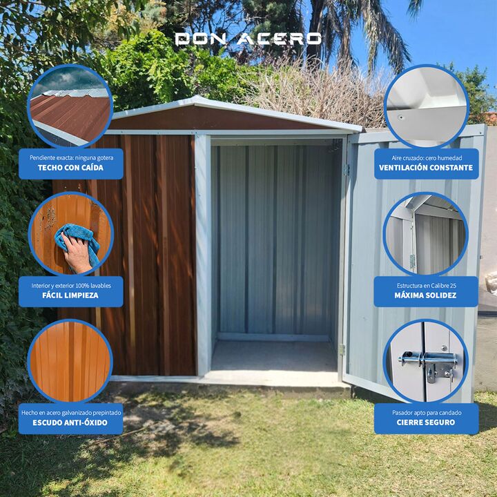 Armario Deposito Galpon de jardin 2x1x2 Calibre 28 Pardo DON ACERO - Vista 4