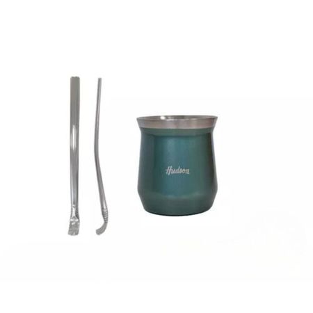 Set En Caja Mate/Bombilla Hudson Vaso Acero VERDE