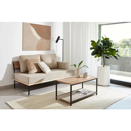 Mesa Baja Silcar Luci Menilb Caño Negro Tapa Roble Americano