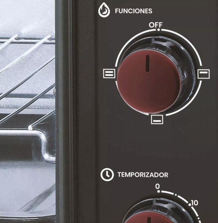 Horno Electrico 60L GLDH60 Diseño sofisticado en rojo y acero Inoxidable 2000 W - Vista 3