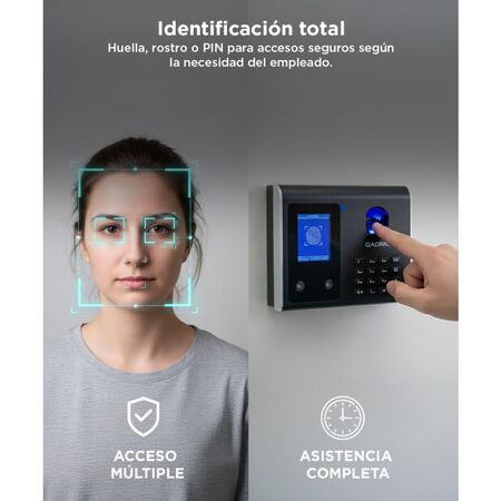 Control De Acceso Gadnic Biométrico Face ID 1500 Huellas 500 Rostros