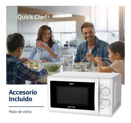 Microondas BGH B120M20 Mecánico Quick Chef Blanco 20 Litros - Vista 5