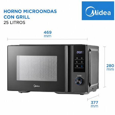 Microondas Midea 25 L Digital Con Grill Negro MW-DG125BA