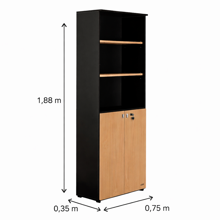 Biblioteca PLATINUM de 2 Puertas Bajas con Llave Negro Haya - Vista 5
