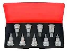 Set de 9 Tubos Torx Bahco Macho Cortos 1/2 Pulgada T20 T60