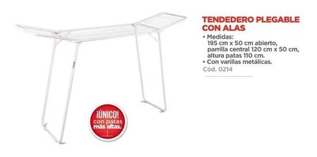 Tendedero Hilgert Plegable Alas Altura 110cm Varillas Metal